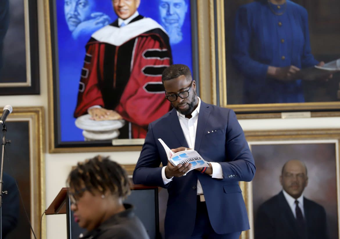 Dr. Jackson speaking at Morehouse College
